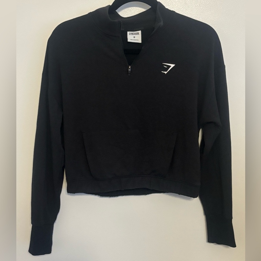 Gymshark Black Cropped Quarter-Zip Sweatshirt